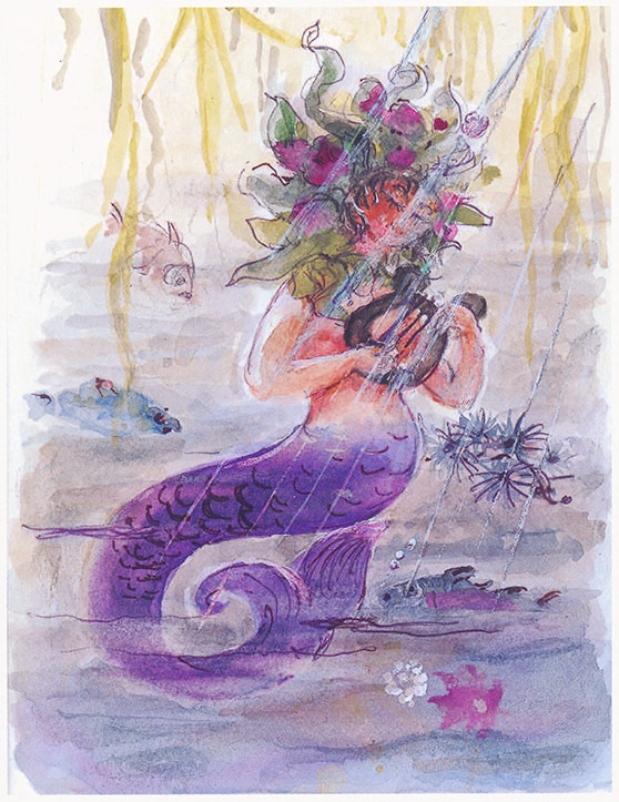 Watercolour illustration of The Little Mermaid by Marius Guldager
