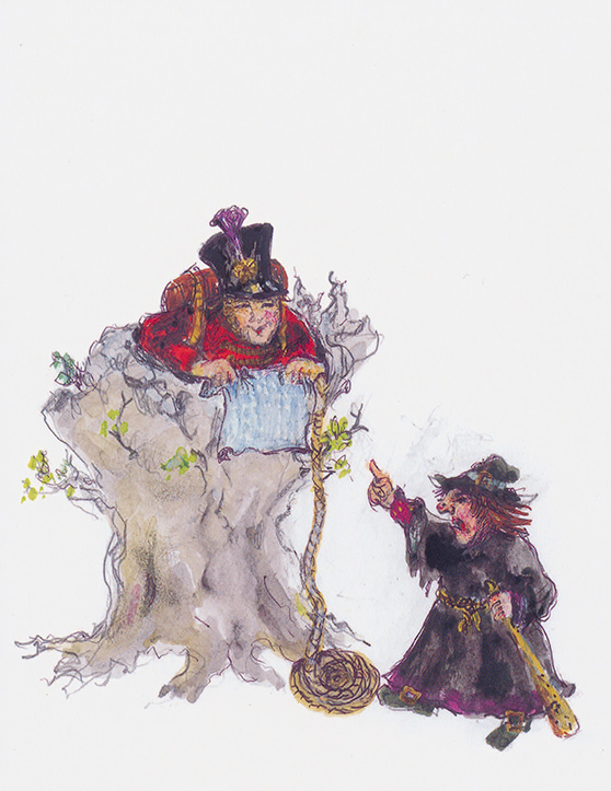 Watercolour illustration of The Tinderbox by Marius Guldager