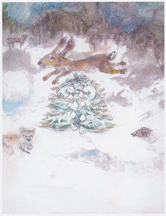 Watercolour illustration of The Fir Tree by Marius Guldager