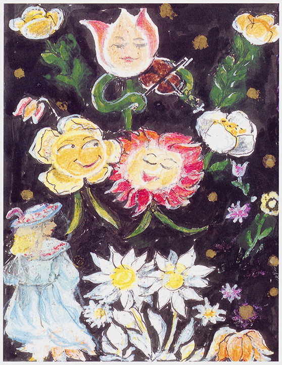 Watercolour illustration of Little Ida's Flowers by Marius Guldager