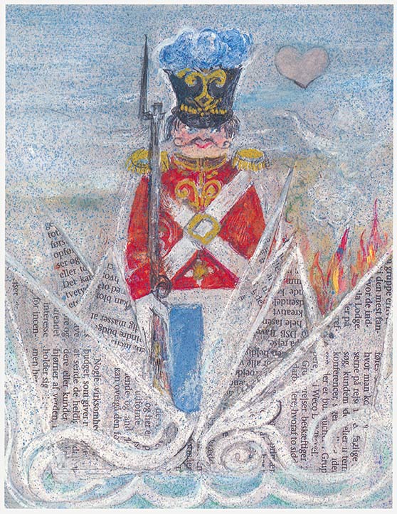Watercolour illustration of The Steadfast Tin Soldier by Marius Guldager